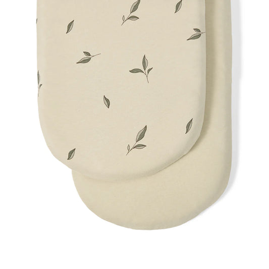 The Little Green Sheep Organic Moses Basket Fitted Sheets - Leaves