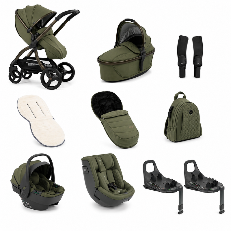 egg3 All Stage 360 Travel System Bundle - Sage + FREE EXTRA 360 ISOFIX BASE