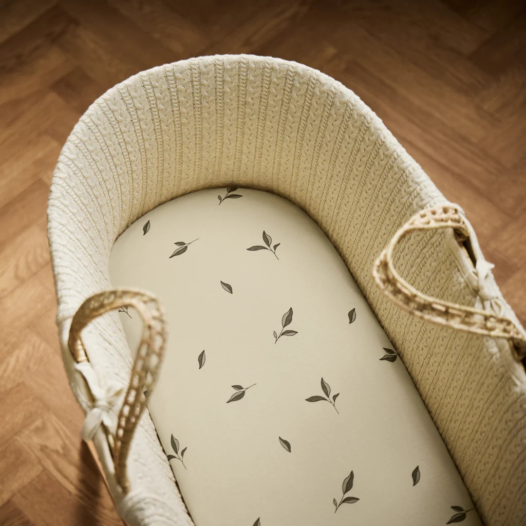 The Little Green Sheep Organic Moses Basket Fitted Sheets - Leaves