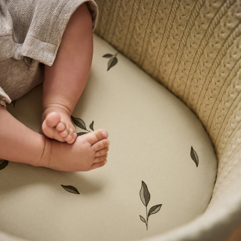 The Little Green Sheep Organic Moses Basket Fitted Sheets - Leaves