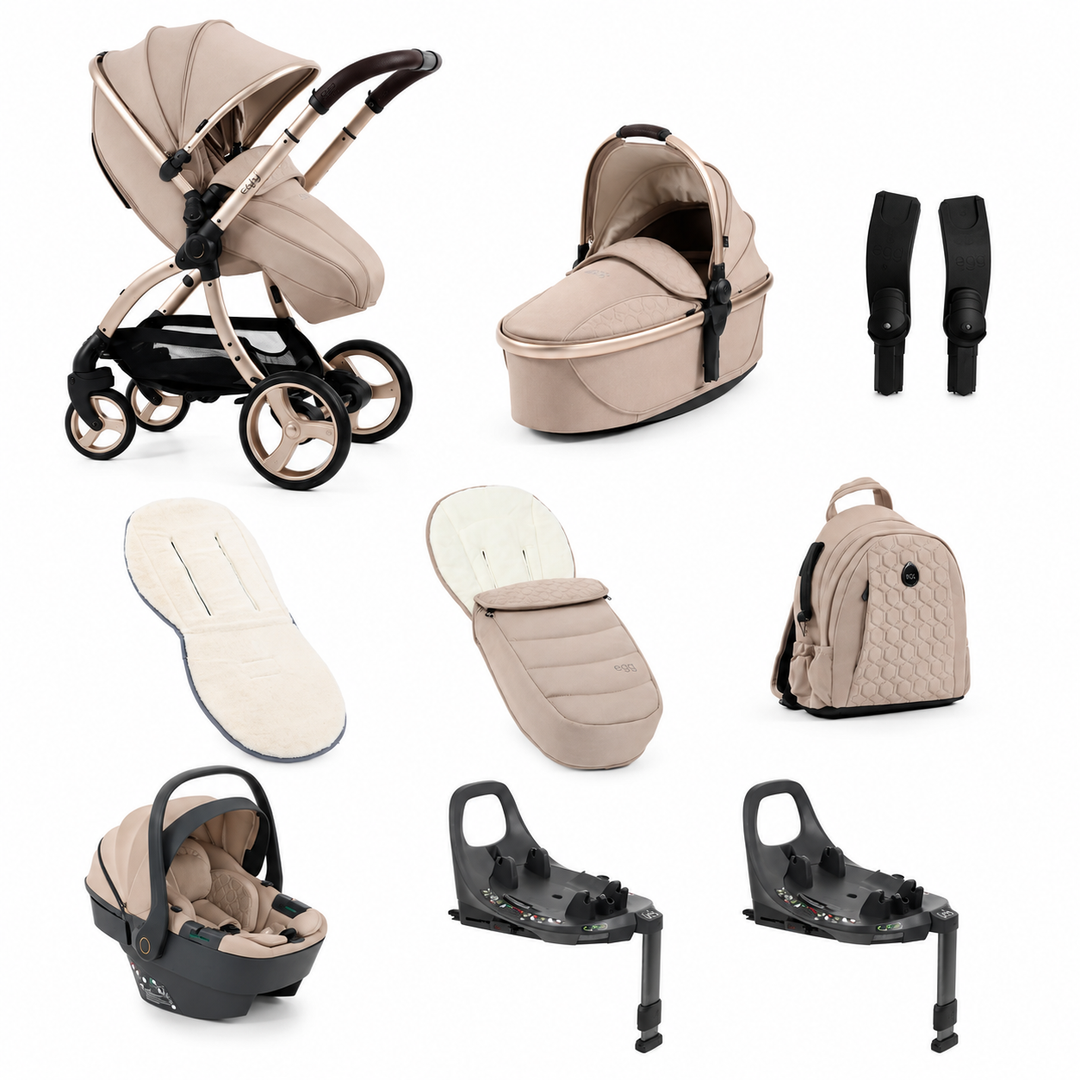 egg3 All Stage 360 Travel System Bundle - Feather + FREE EXTRA 360 ISOFIX BASE