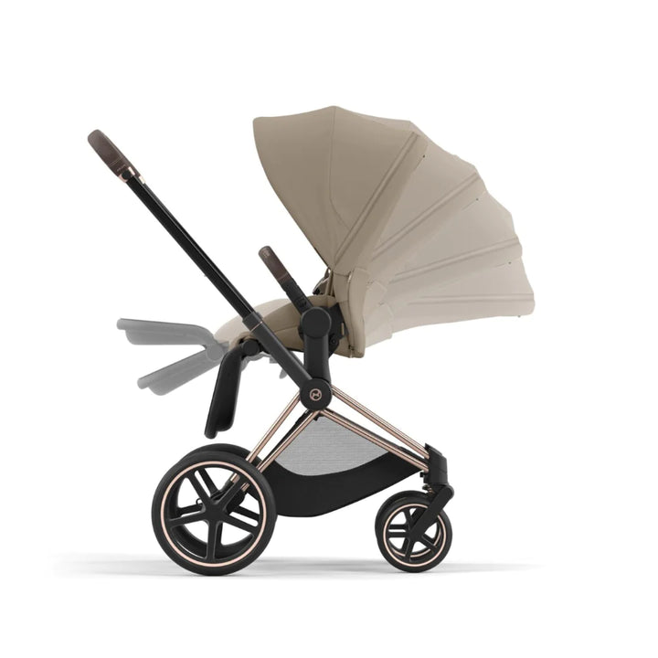 Cybex Priam Lux Travel System | Cozy Beige on Rose Gold