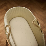 The Little Green Sheep Organic Moses Basket Fitted Sheets - Linen/Cocoa Rice