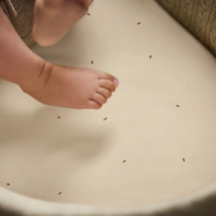 The Little Green Sheep Organic Moses Basket Fitted Sheets - Linen/Cocoa Rice