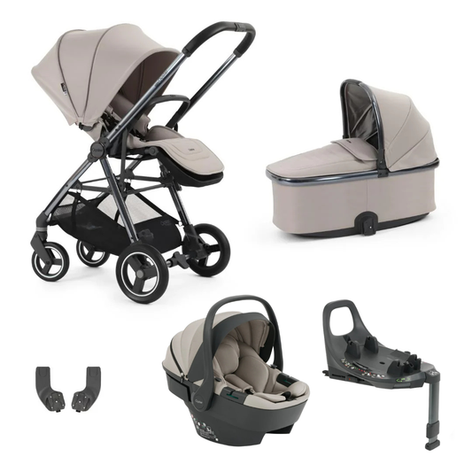 Oyster Gravity+ 5 Piece Travel System Bundle Inc Capsule 360 Car Seat & Base - Stone