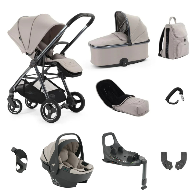 Oyster Gravity+ 9 Piece Luxury Bundle Inc Capsule 360 Car Seat & Rotating Base - Stone