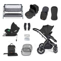 Ickle Bubba Stomp Luxe 14 Piece Travel System & Home Bundle Inc Cirrus Car Seat + Isofix Base - Black/Midnight/Black