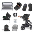 Ickle Bubba Stomp Luxe 14 Piece Travel System & Home Bundle Inc Cirrus Car Seat + Isofix Base - Black/Midnight/Tan