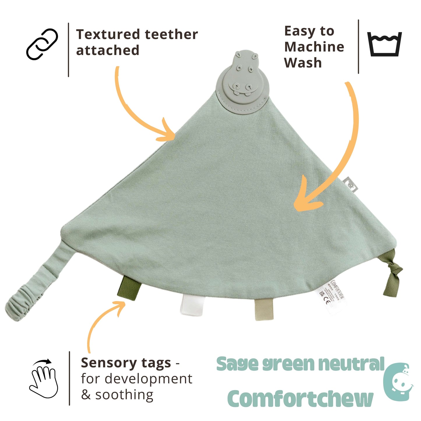 Cheeky Chompers Comfortchew Baby Comforter With Teether - Sage