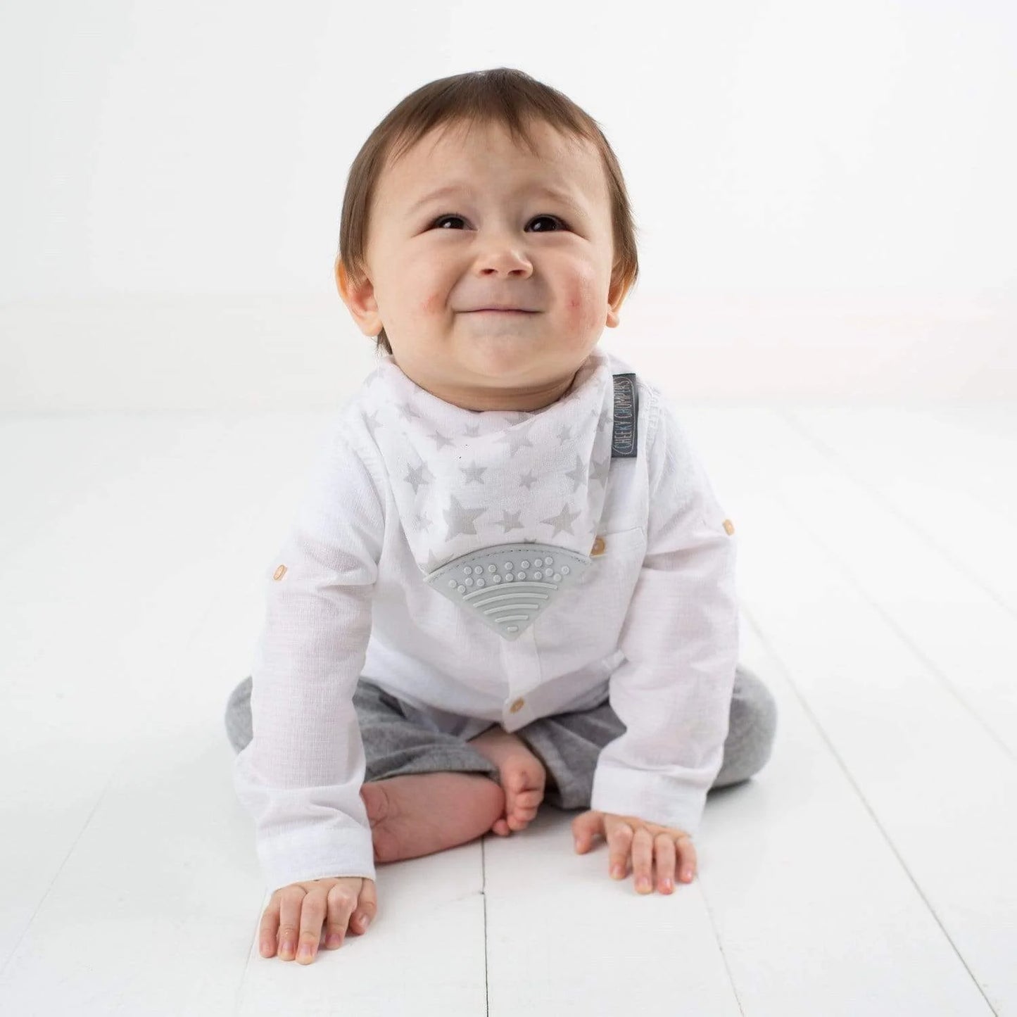 Cheeky Chompers Neckerchew Teething Dribble Bib - Silver Stars