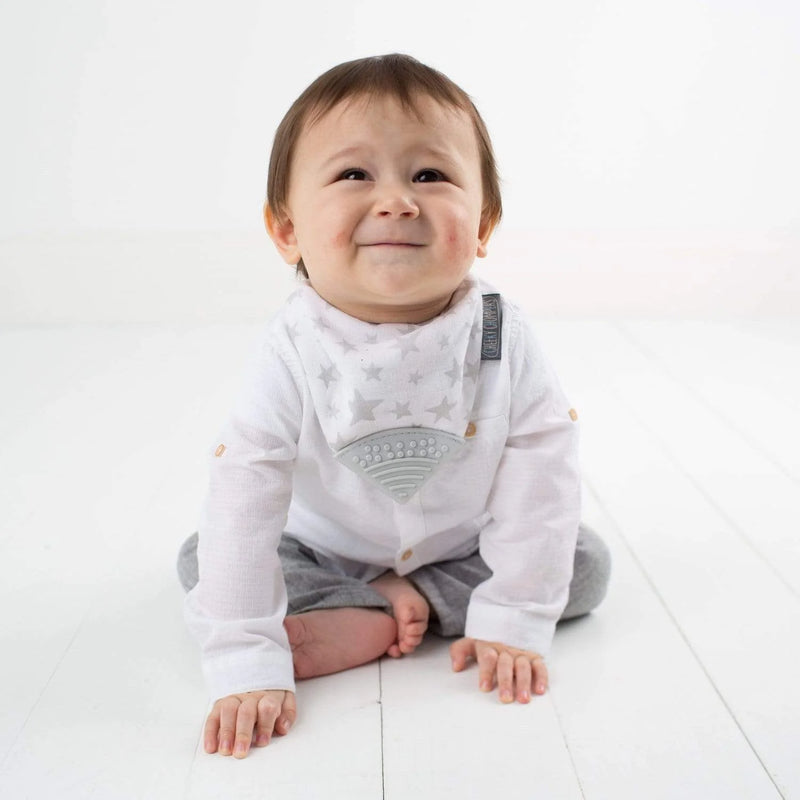 Cheeky Chompers Neckerchew Teething Dribble Bib - Silver Stars