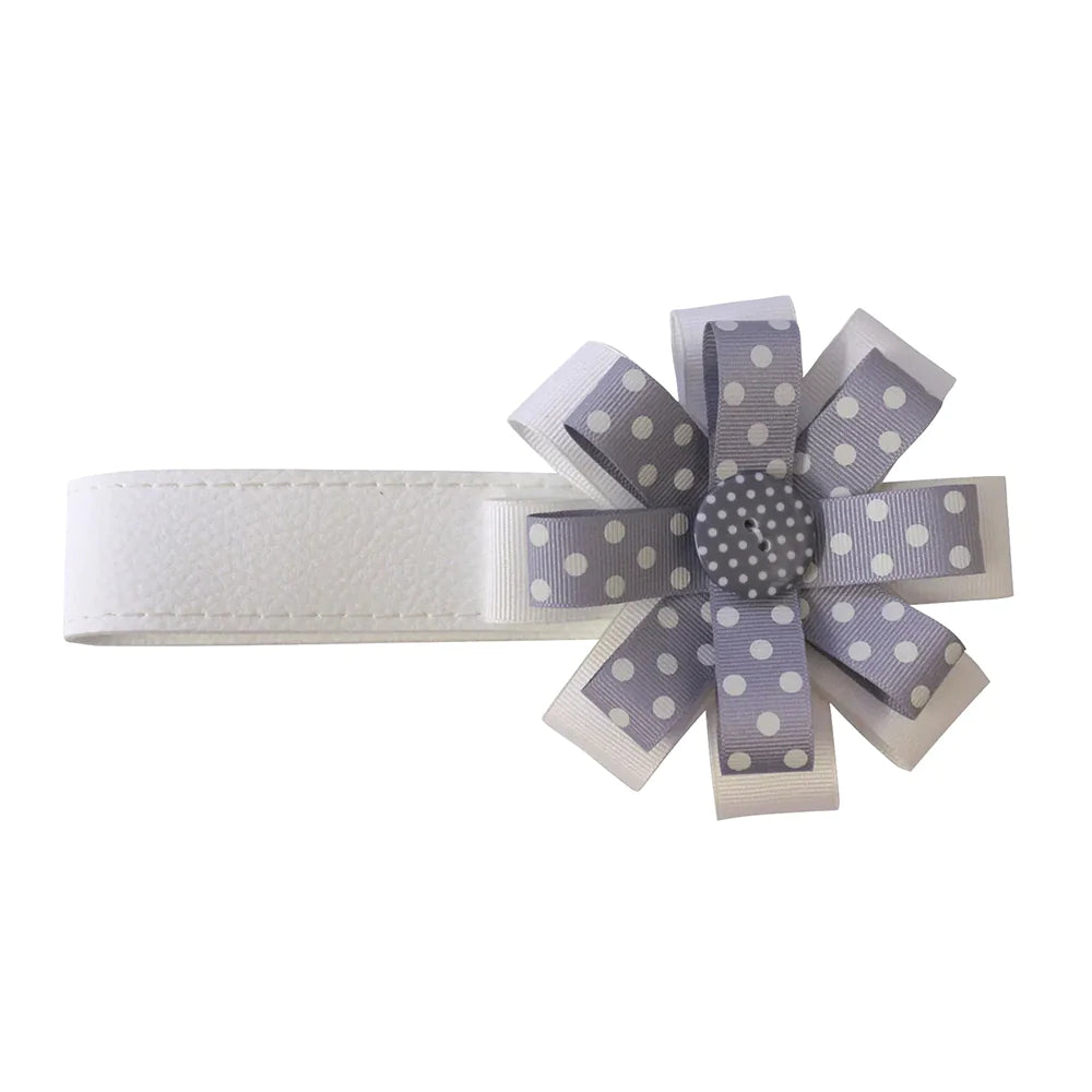 BabyStyle Pram Ribbon - Grey Polka