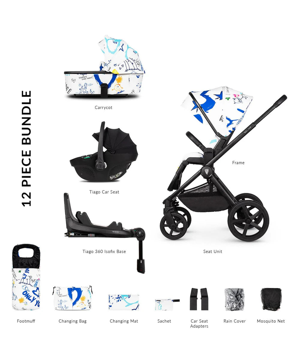 Venicci Upline2 4in1 Travel System Inc 360 Base - Special Edition Draft White