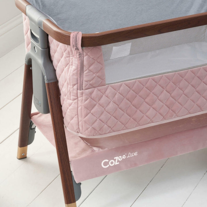 Tutti Bambini CoZee Luxe Bedside Crib-Walnut/Blush