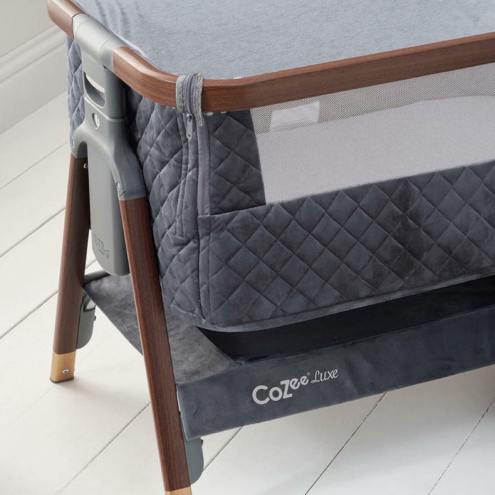 Tutti Bambini CoZee Luxe Bedside Crib-Walnut/Slate