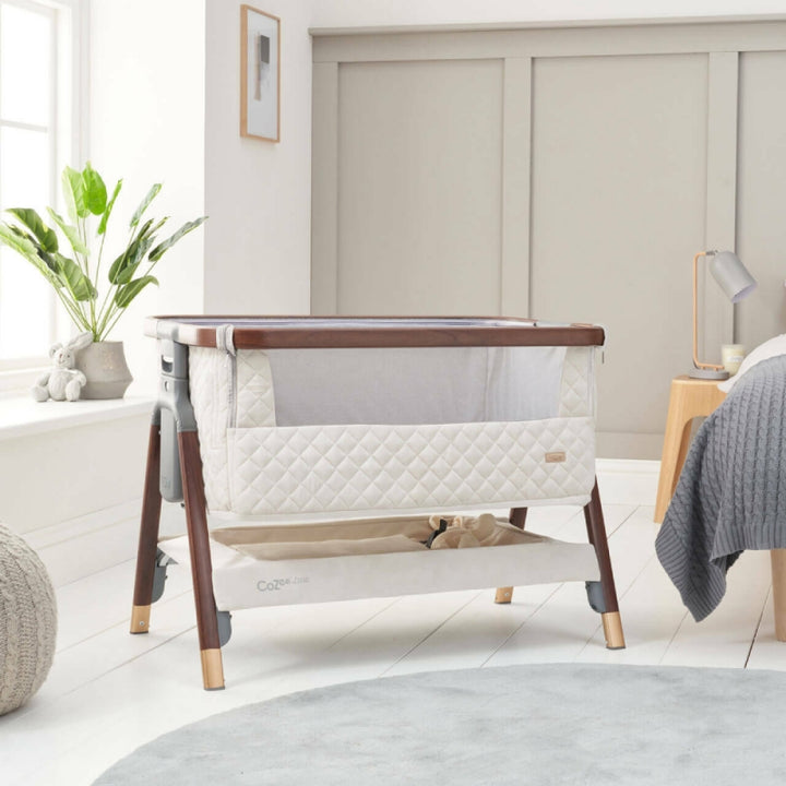 Tutti Bambini CoZee Luxe Bedside Crib-Walnut/Cream