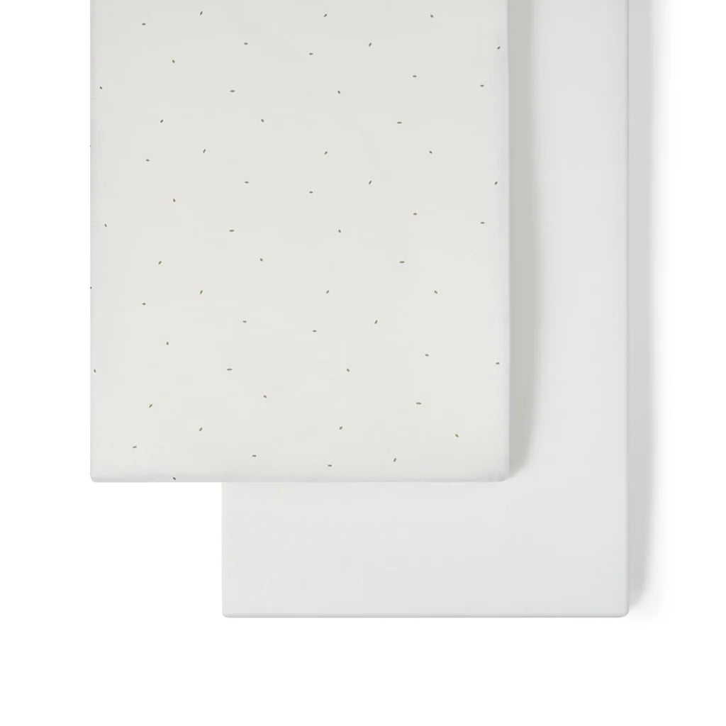 The Little Green Sheep Organic Crib Fitted Sheets - White Truffle Rice