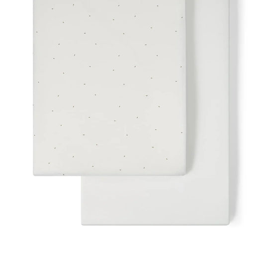 The Little Green Sheep Organic Crib Fitted Sheets - White Truffle Rice