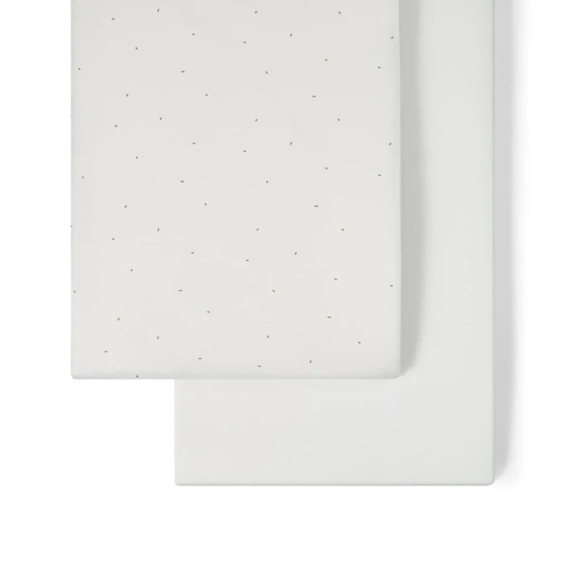 The Little Green Sheep Organic Crib Fitted Sheets - White Truffle Rice