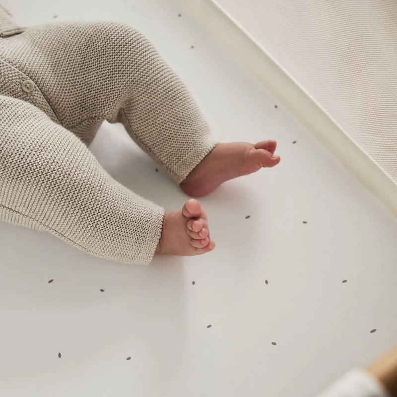 The Little Green Sheep Organic Crib Fitted Sheets - White Truffle Rice