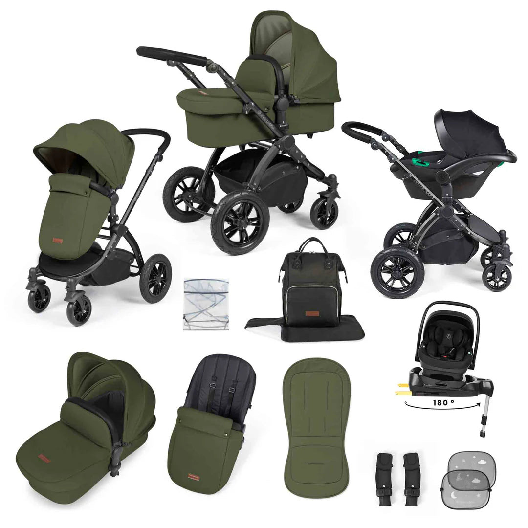 Ickle Bubba Stomp Luxe 12 Piece Travel System Inc I-Size Nimbus Spin Car Seat + Isofix Base