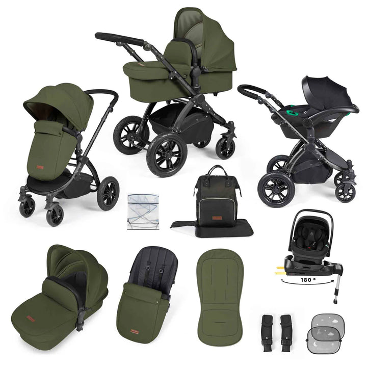 Ickle Bubba Stomp Luxe 12 Piece Travel System Inc I-Size Nimbus Spin Car Seat + Isofix Base