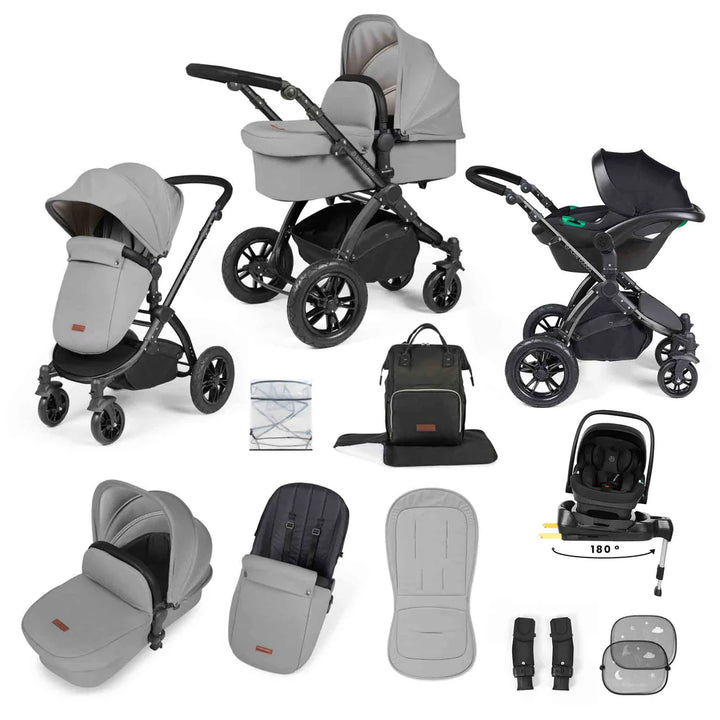 Ickle Bubba Stomp Luxe 12 Piece Travel System Inc I-Size Nimbus Spin Car Seat + Isofix Base