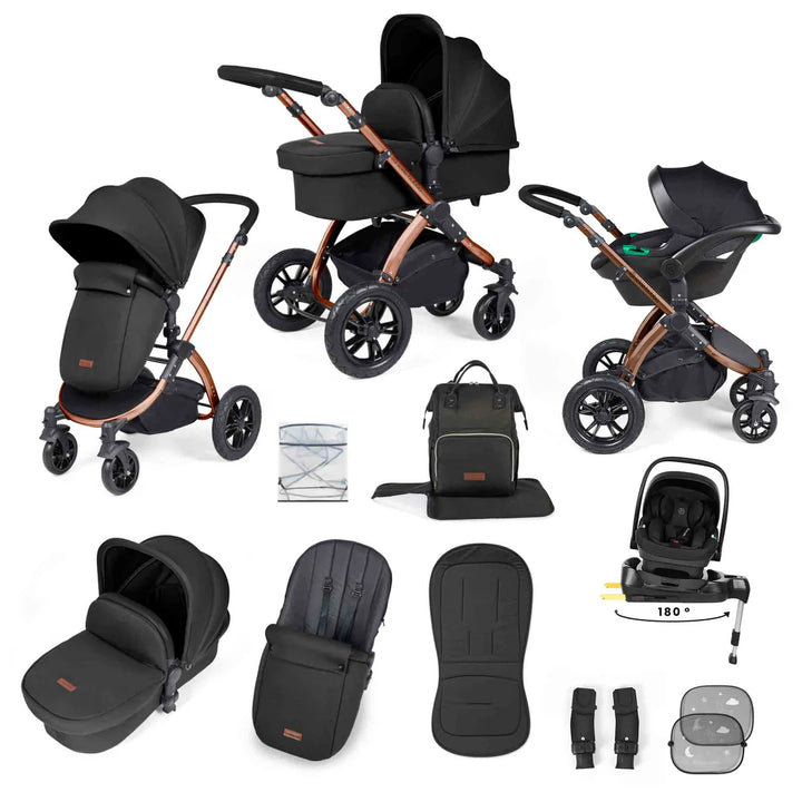 Ickle Bubba Stomp Luxe 12 Piece Travel System Inc I-Size Nimbus Spin Car Seat + Isofix Base
