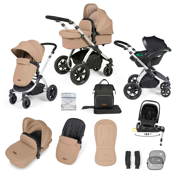 Ickle Bubba Stomp Luxe 12 Piece Travel System Inc I-Size Nimbus Spin Car Seat + Isofix Base