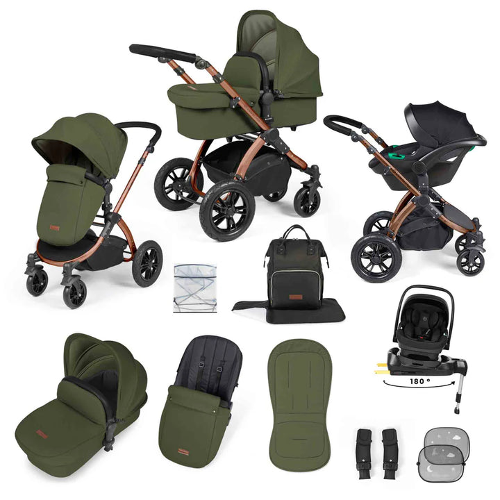 Ickle Bubba Stomp Luxe 12 Piece Travel System Inc I-Size Nimbus Spin Car Seat + Isofix Base