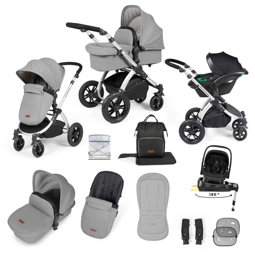 Ickle Bubba Stomp Luxe 12 Piece Travel System Inc I-Size Nimbus Spin Car Seat + Isofix Base