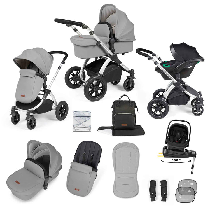 Ickle Bubba Stomp Luxe 12 Piece Travel System Inc I-Size Nimbus Spin Car Seat + Isofix Base