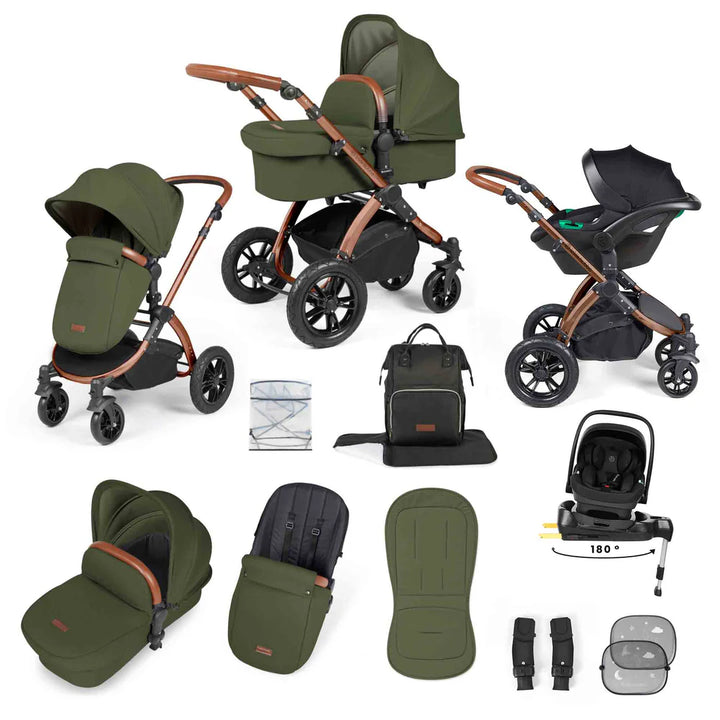 Ickle Bubba Stomp Luxe 12 Piece Travel System Inc I-Size Nimbus Spin Car Seat + Isofix Base