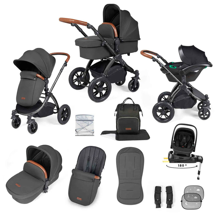 Ickle Bubba Stomp Luxe 12 Piece Travel System Inc I-Size Nimbus Spin Car Seat + Isofix Base