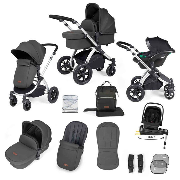 Ickle Bubba Stomp Luxe 12 Piece Travel System Inc I-Size Nimbus Spin Car Seat + Isofix Base