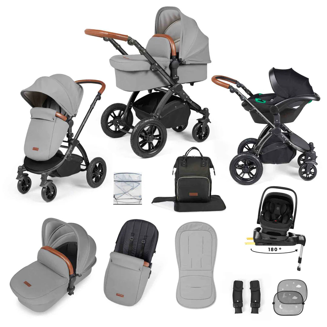 Ickle Bubba Stomp Luxe 12 Piece Travel System Inc I-Size Nimbus Spin Car Seat + Isofix Base