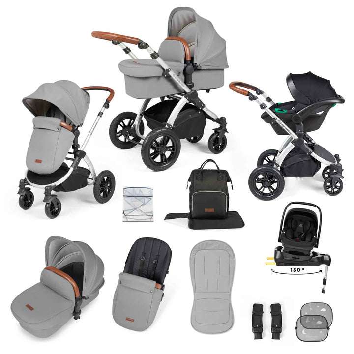 Ickle Bubba Stomp Luxe 12 Piece Travel System Inc I-Size Nimbus Spin Car Seat + Isofix Base