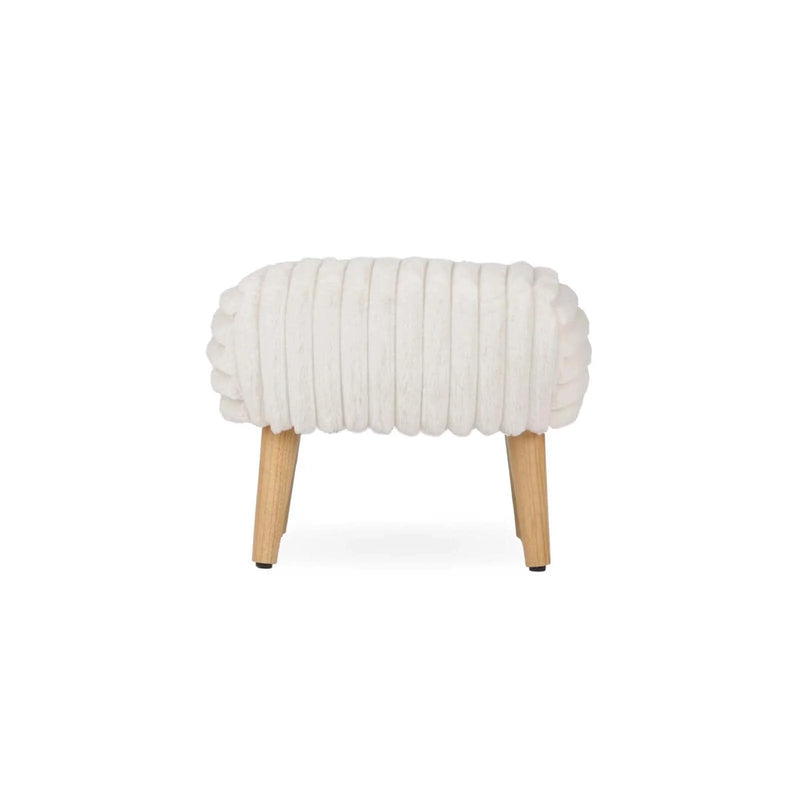 CuddleCo Etta Foot Stool - Faux Fur Cream