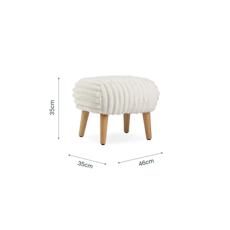 CuddleCo Etta Foot Stool - Faux Fur Cream