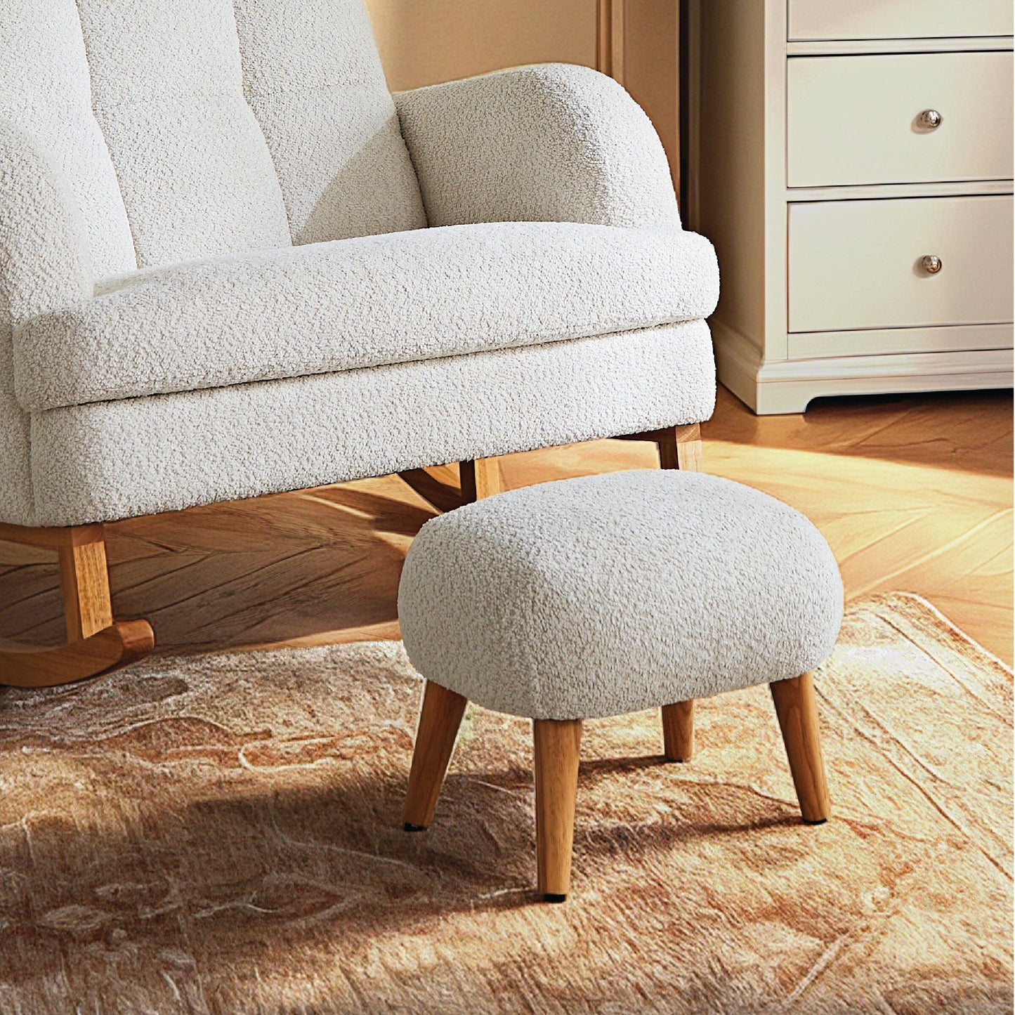 CuddleCo Etta Foot Stool - Boucle Off White