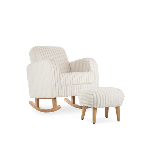 CuddleCo Etta Nursing Chair & Foot stool - Faux Fur Cream