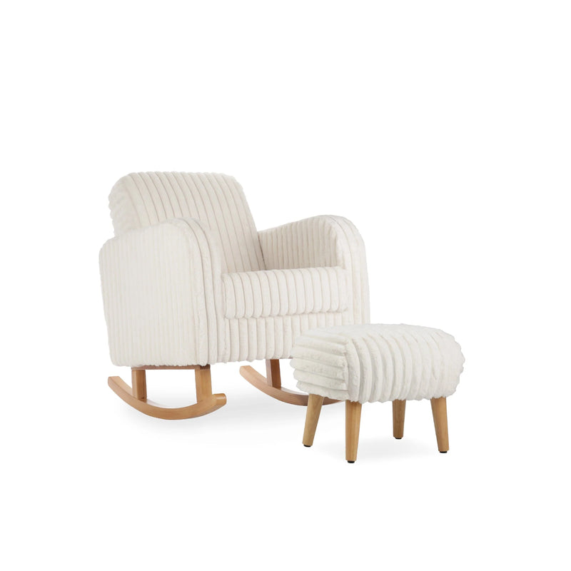 CuddleCo Etta Nursing Chair & Foot stool - Faux Fur Cream