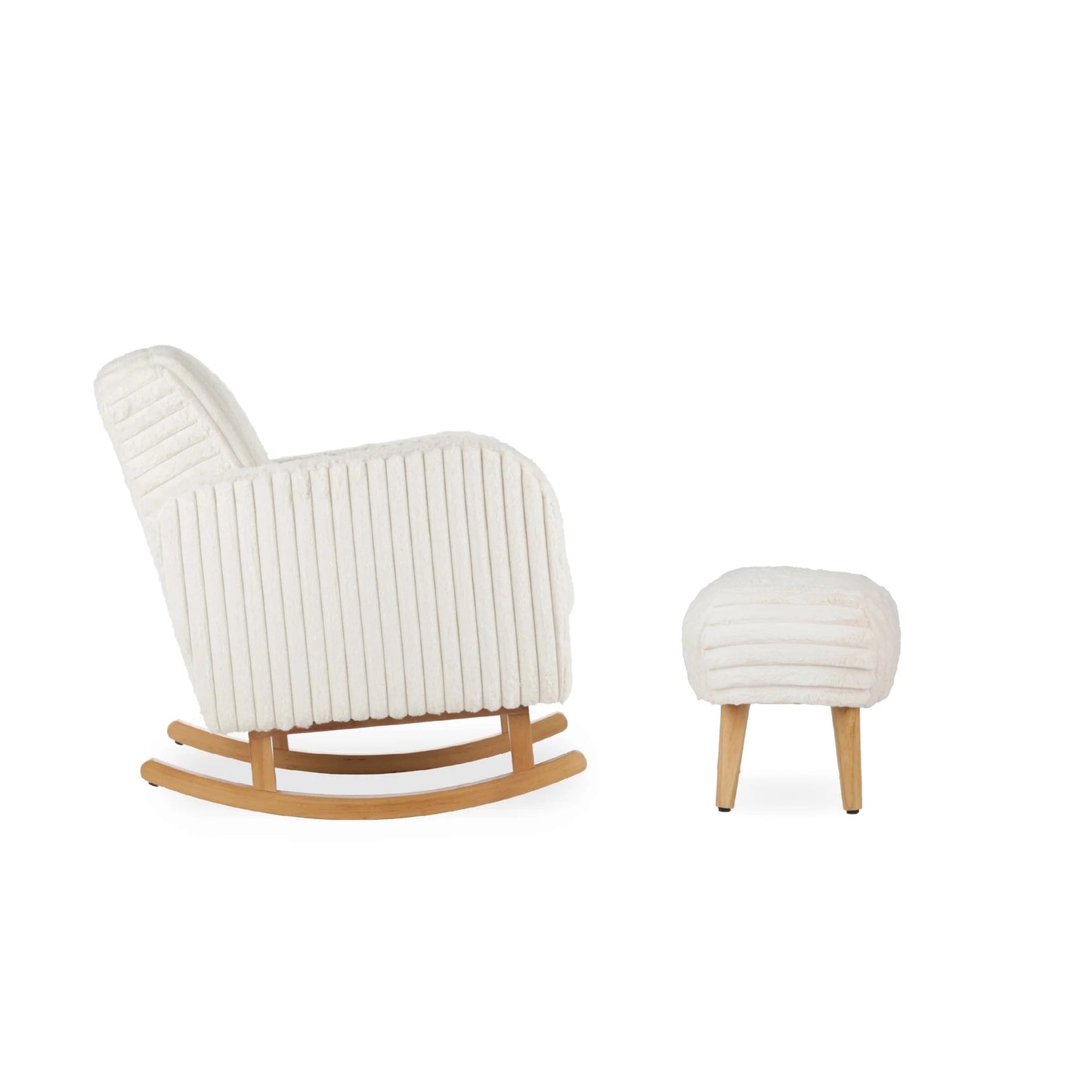 CuddleCo Etta Nursing Chair & Foot stool - Faux Fur Cream