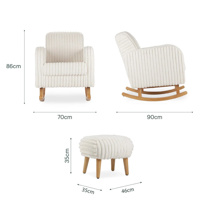 CuddleCo Etta Nursing Chair & Foot stool - Faux Fur Cream