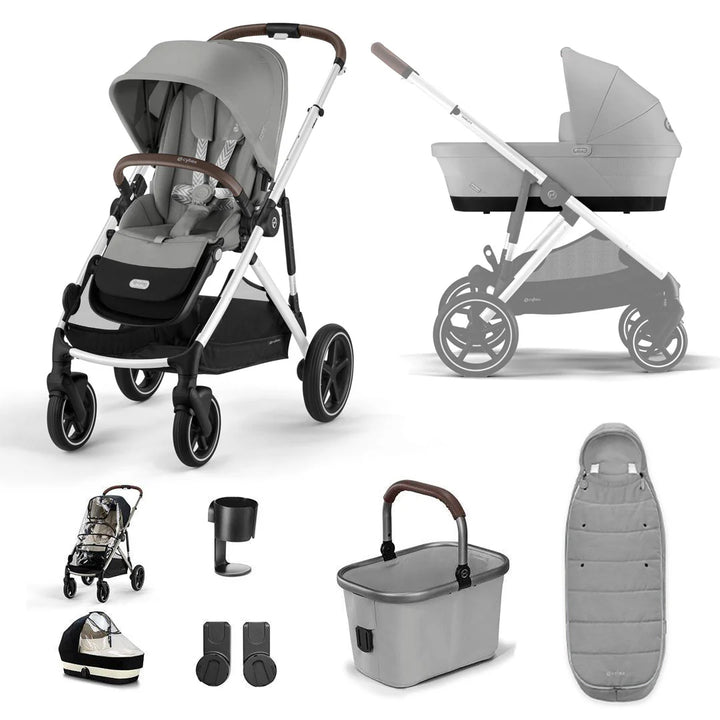 Cybex Gazelle Essential Bundle Inc Gold Footmuff - Stone Grey/Silver