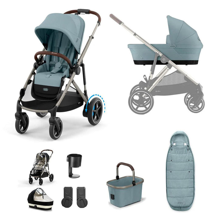 Cybex Gazelle Essential Bundle Inc Gold Footmuff - Stormy Blue/Taupe