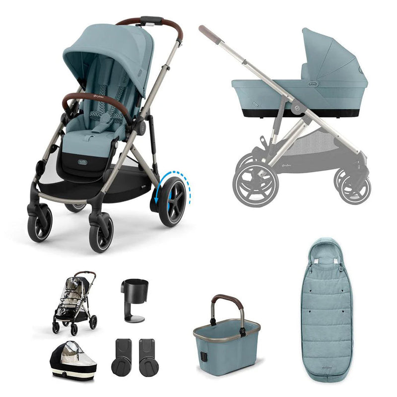 Cybex Gazelle Essential Bundle Inc Gold Footmuff - Stormy Blue/Taupe