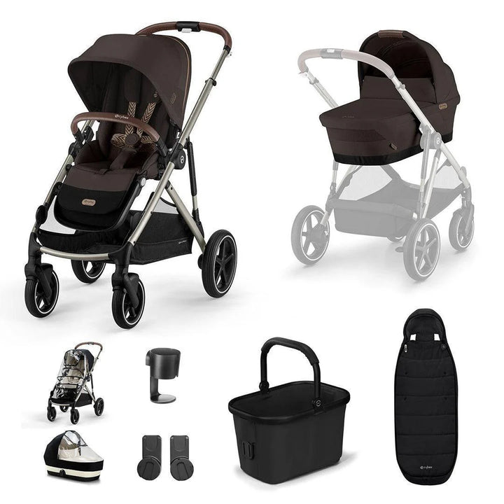 Cybex Gazelle Essential Bundle Inc Gold Footmuff - Chocolate Brown/Taupe