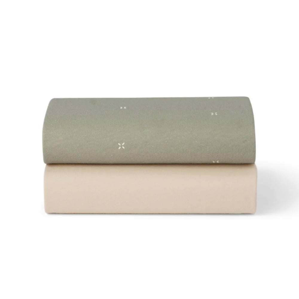 Snuzpod Crib 2 Pack Fitted Sheets - Sage/Cross
