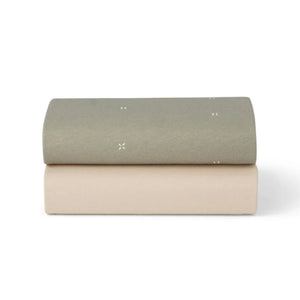 Snuzpod Crib 2 Pack Fitted Sheets - Sage/Cross